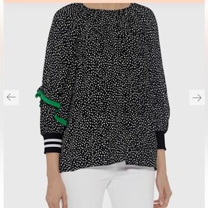 Tibi Womens Size XS Martine Ruffle Polka Dot Shirred Neck Blouse EUC MSRP $425 E